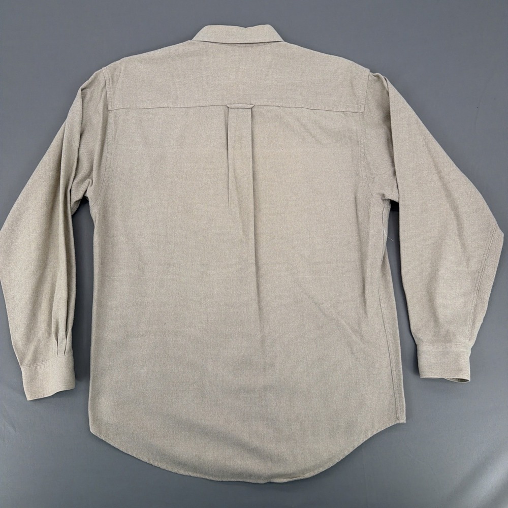Vintage 90s Eddie Bauer Denim Shirt Mens M 100 Cotton Beige Button Down Workwear - Picture 4 of 15